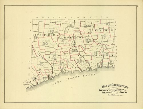 Map of Connecticut showing Counties