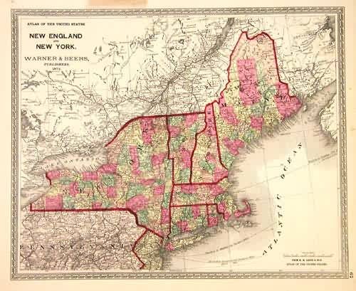 Map of New England and New York