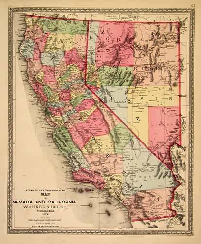 Map of Nevada and California Map of Nevada and California