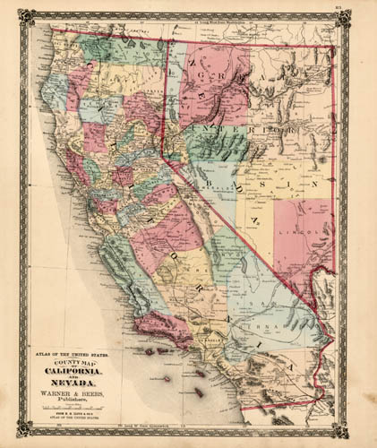County Map of California and Nevada County Map of California and Nevada