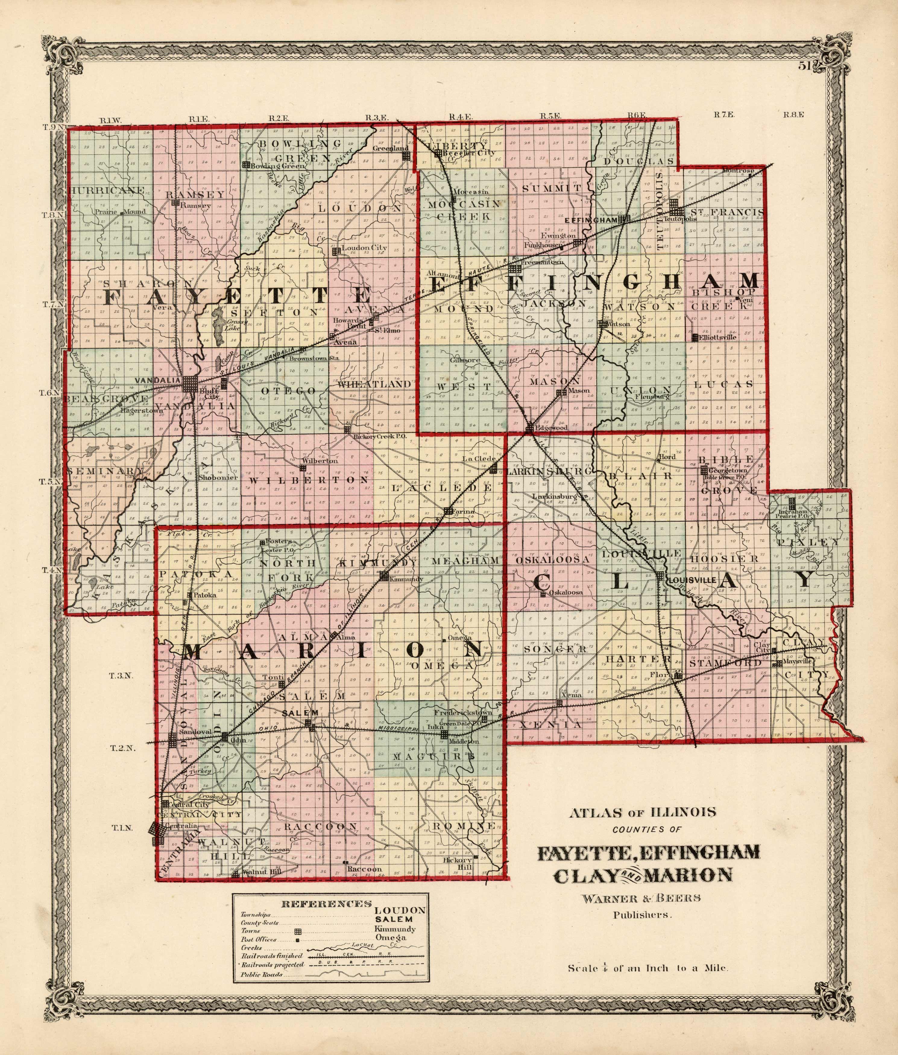 Illinois Counties of Fayette, Effingham, Clay, and Marion Art Source