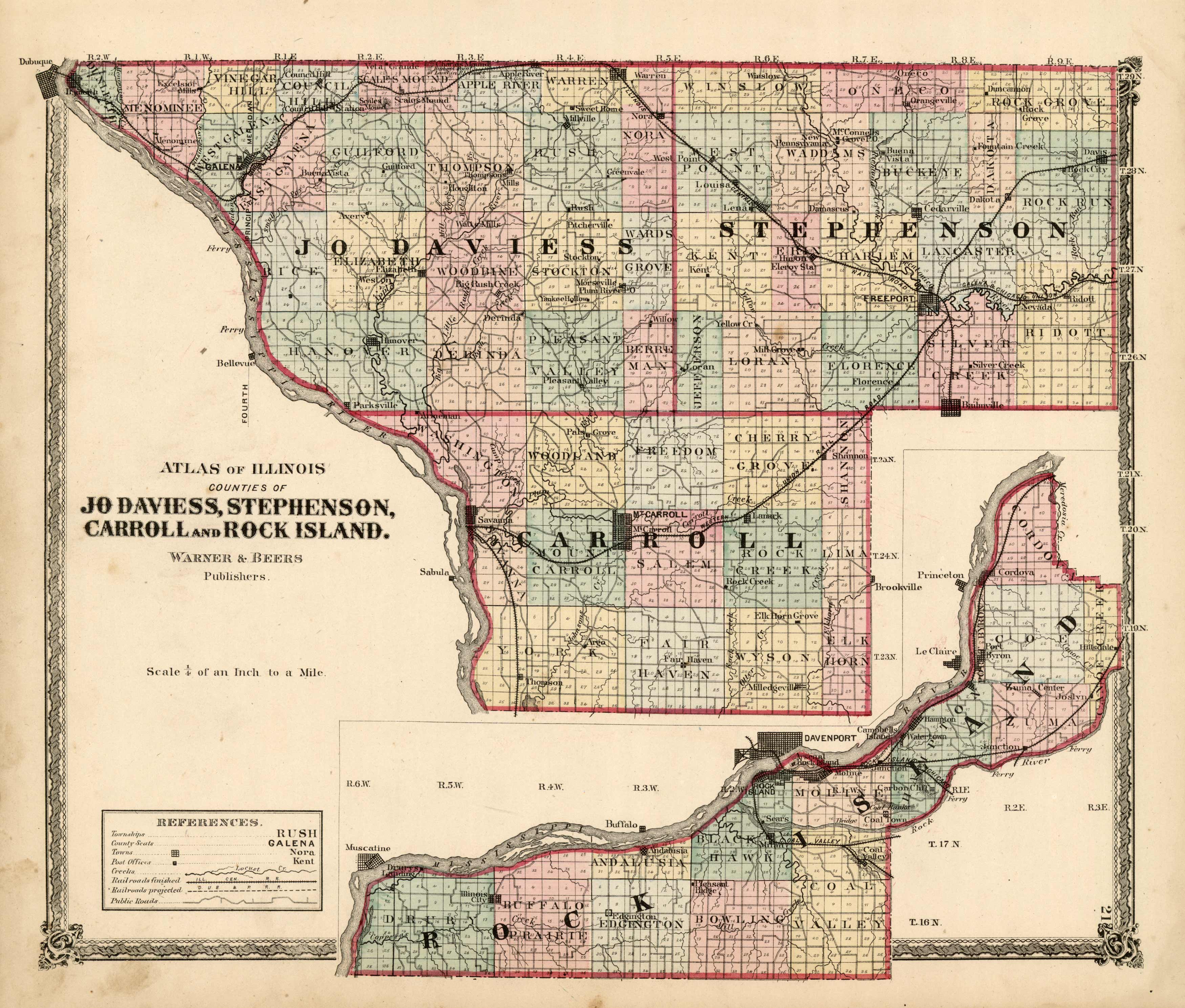 Illinois Counties Of Jo Daviess Stephenson Carroll And Rock Island Art Source International 0762