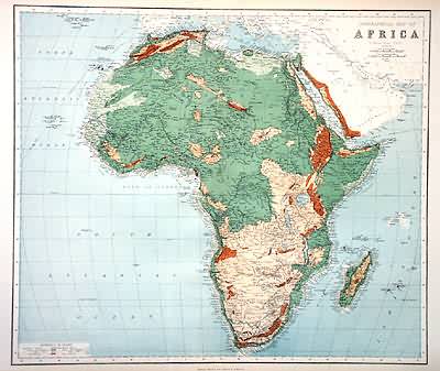 Orographical Map of Africa - Art Source International