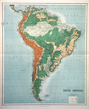 Orographical Map of South America