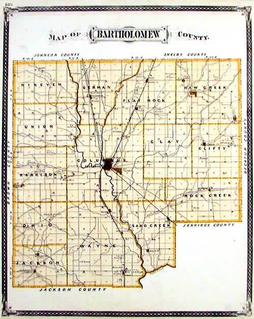 Map Of Bartholomew County Indiana Art Source International 4324