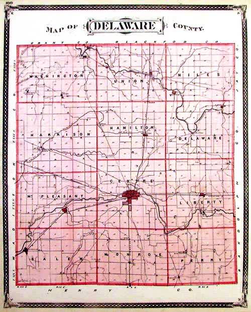 Map Of Delaware County Indiana Art Source International 3228