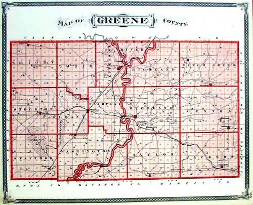 Greene County Indiana Map Map Of Greene County, Indiana - Art Source International