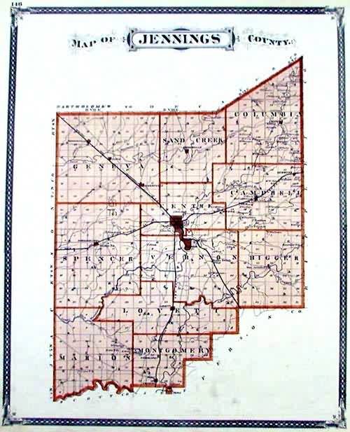 Map of Jennings County