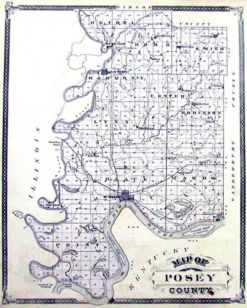 Map of Posey County, Indiana Art Source International