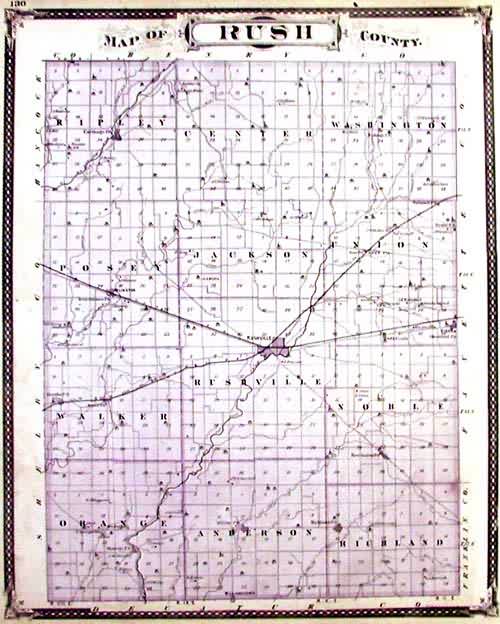 Rush County Indiana Map Map Of Rush County, Indiana - Art Source International