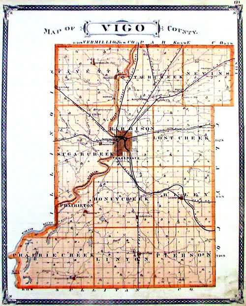 Map of Vigo County, Indiana - Art Source International