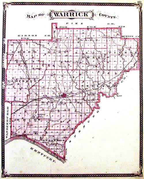Map Of Warrick County Indiana Art Source International 4980