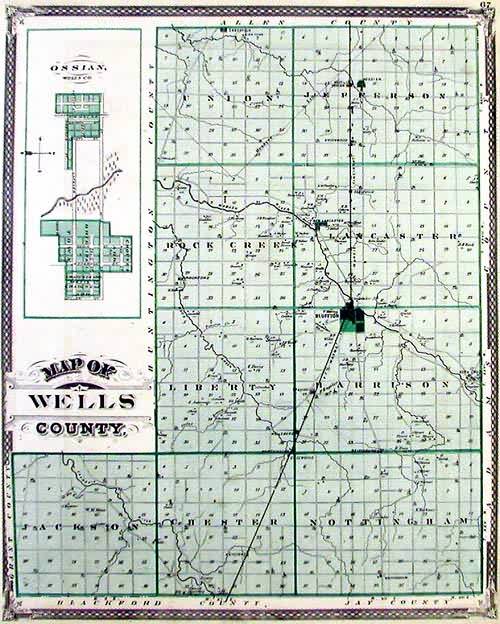 Map of Wells County, Indiana Art Source International