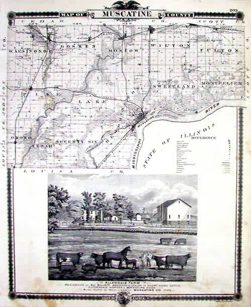 Map of Muscatine County