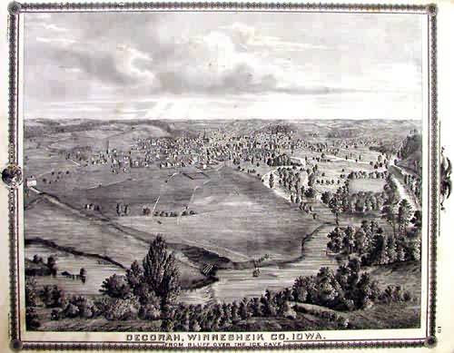 Birdseye View of the city of Decorah in Winnesheik County