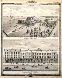 Views in Fifth Congressional District - Residence and Surroundings of J.W. McElhenny and Merchants Block in Cedar Rapids.