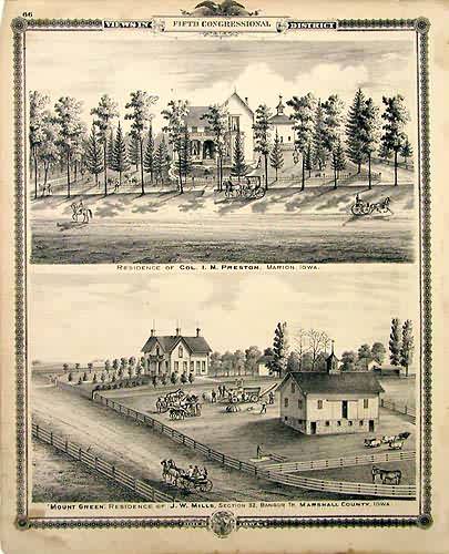 Views in Fifth Congressional District - Residence of Col. I.M. Preston and Mount Green - Residence of J.W. Mills