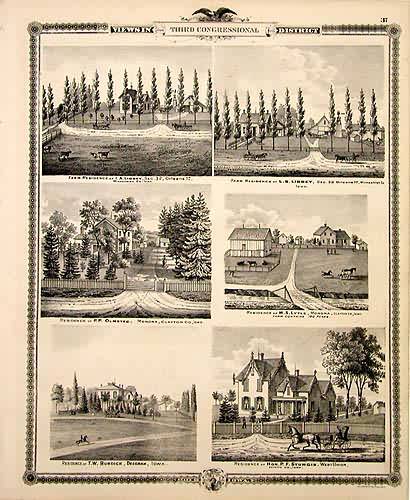 Views in Third Congressional District - Farm Residences of I.A. Libbey and L.S. Libbey in Orleans Township and Residences of P.P. Olmsted