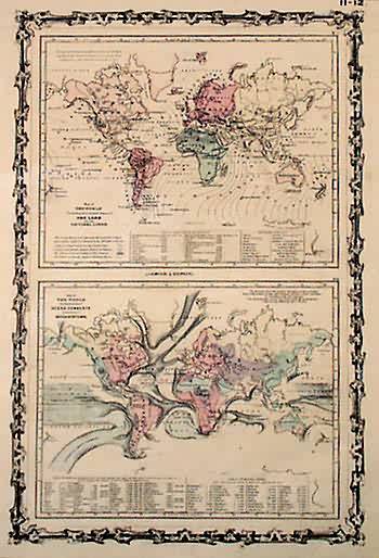 Map of the World Illustrating the Principal Features of the Land and the Co-Tidal Lines -Map of the World Showing the Principal Ocean Currents and Boundaries of River Systems