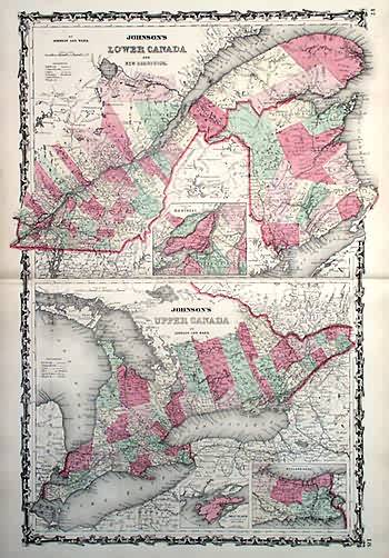 Johnsons Lower Canada and New Brunswick/Johnson's Upper Canada'