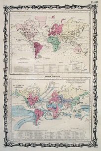 Map of the World Illustrating the Principal of the Land and the Co-Tidal Lines; Showing the Principal Ocean Currents and River Systems.