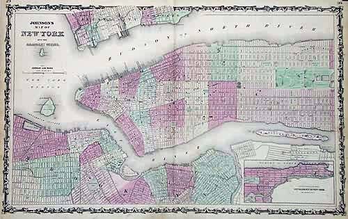 Johnsons Map of New York and the Adjacent Cities.