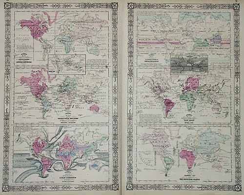 Johnsons Map of The Animal Kingdom / Productive Industry / Ocean Currents / Meteorology / The Land and co-tidal Lands / The Principal Plants'