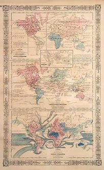 Map of The World Showing the Geographical Distributions and Range of the Principal Members of the Animal Kingdom - Map of the World Illustrating the Productive Industry of Various Countries and Exhibiting the Principal Features of Commerce and Navigation