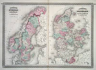 Johnsons Sweden and Norway--Denmark with Sleswick and Holstein'