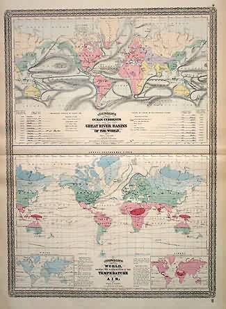 Two Johnson Maps Showing the Ocean Currents and Temperature Around the Globe Two Johnson Maps Showing the Ocean Currents and Temperature Around the Globe