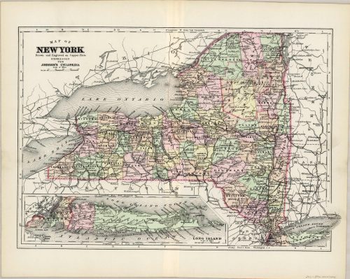 Map of New York with inset map of Long Island