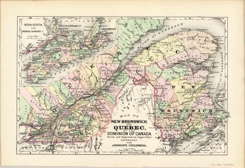 Map of New Brunswick and Quebec of the Dominion of Canada