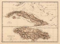 Map of Cuba. Jamaica.