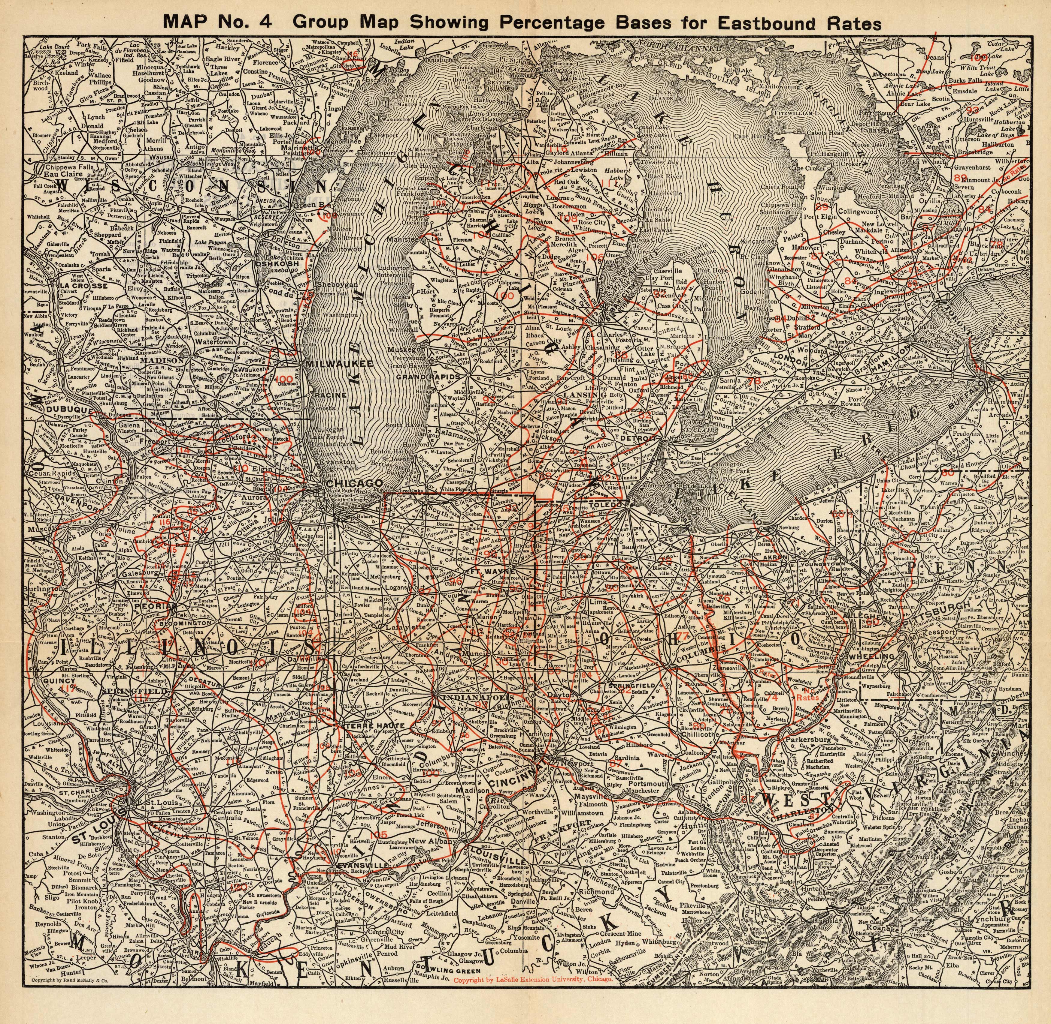 Group Map Showing Percentage Bases for Eastbound Rates