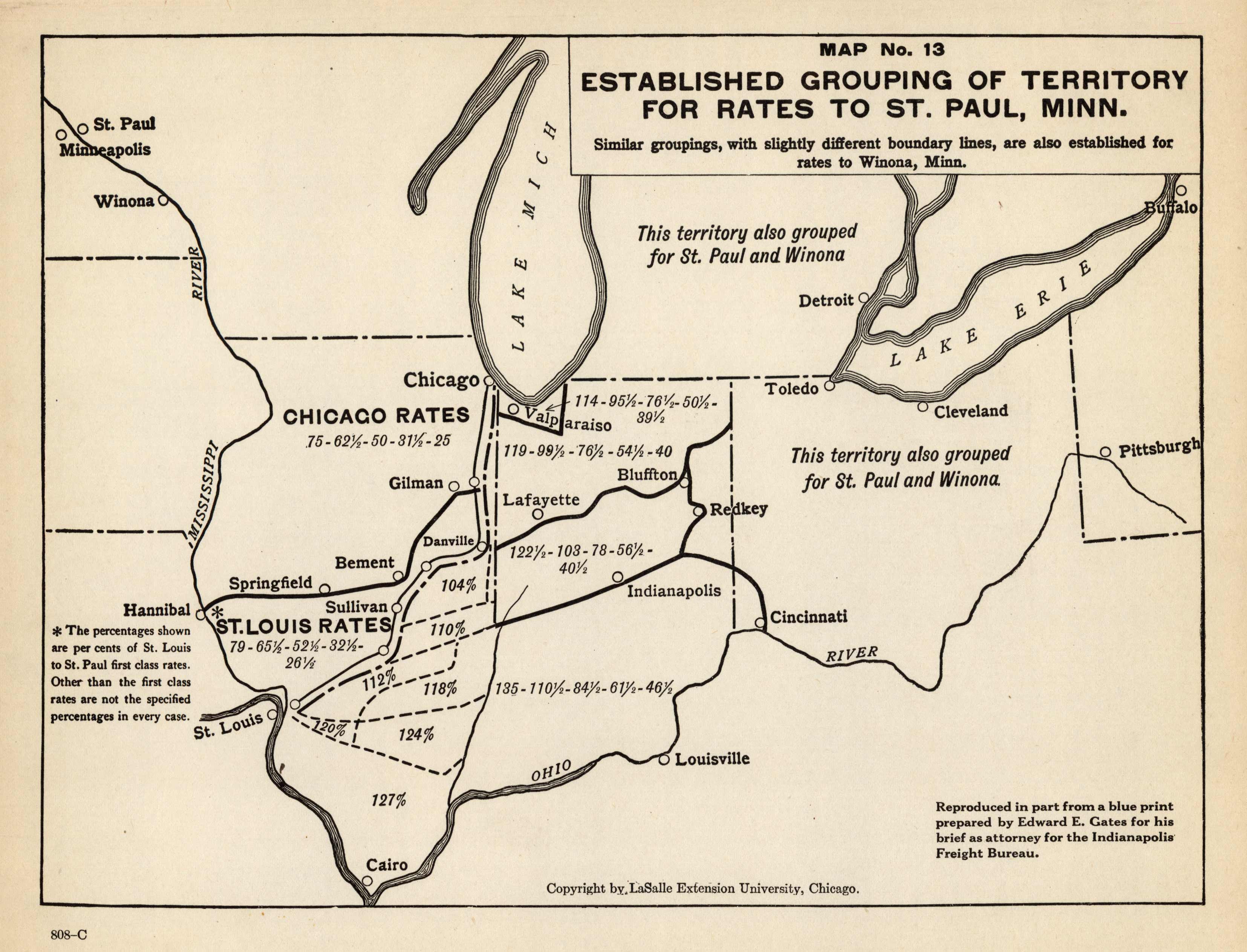 Established Grouping of Territory for Rates to St. Paul