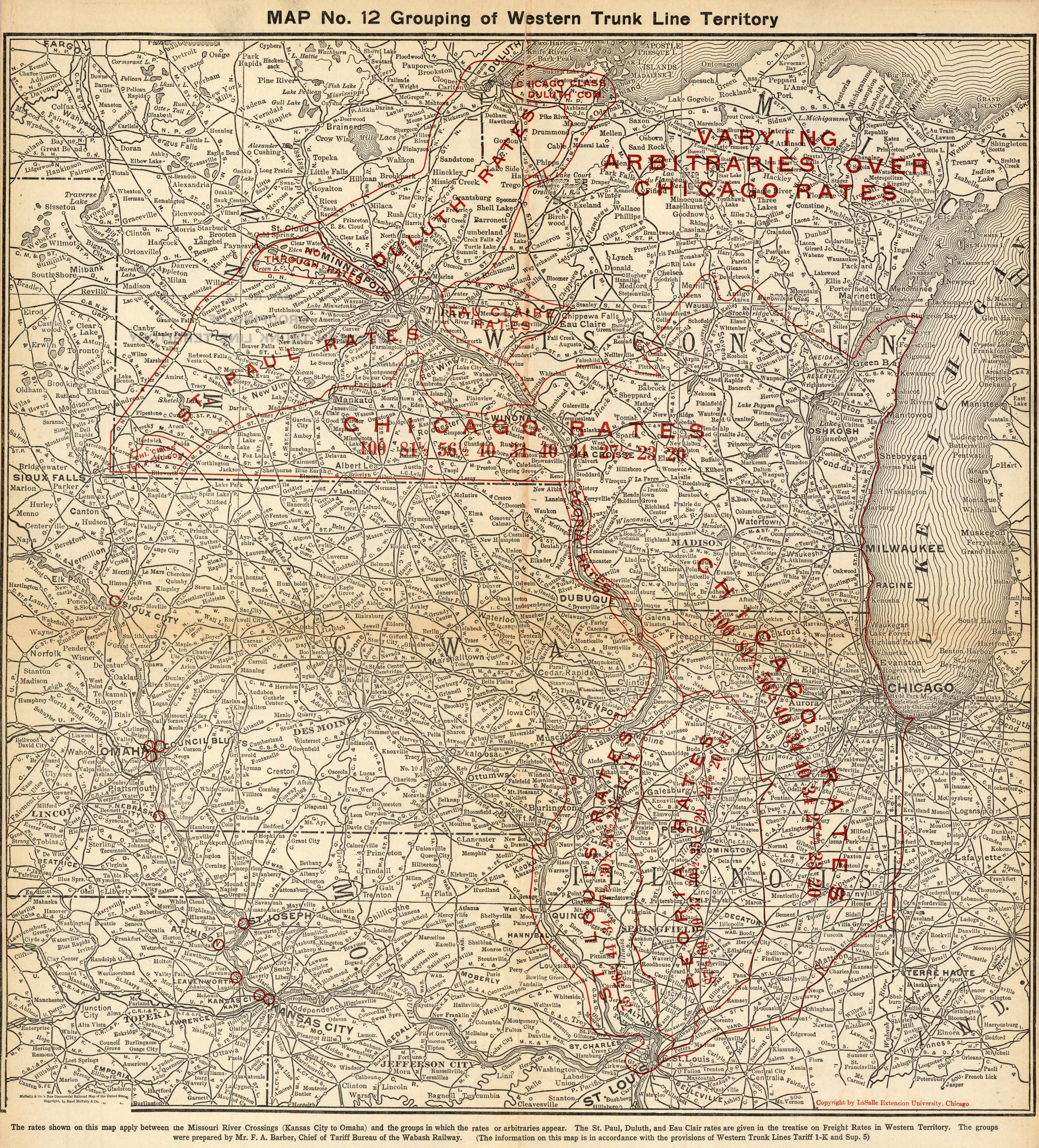 Grouping of Western Trunk Line Territory