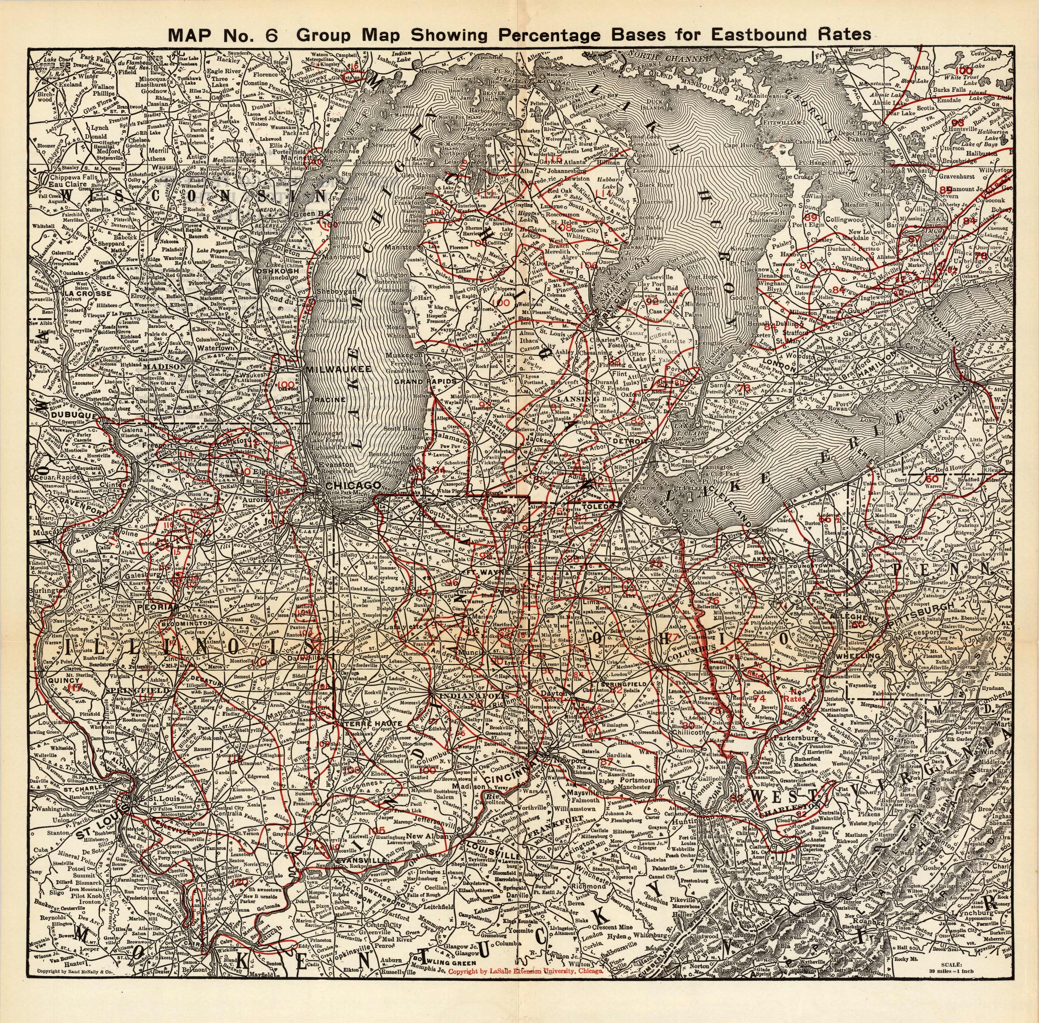 Group Map Showing Percentage Bases for Eastbound Rates