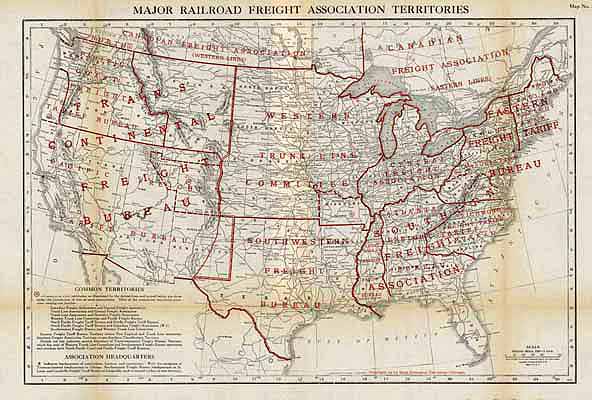 Major Railroad Freight Association Territories - Art Source International