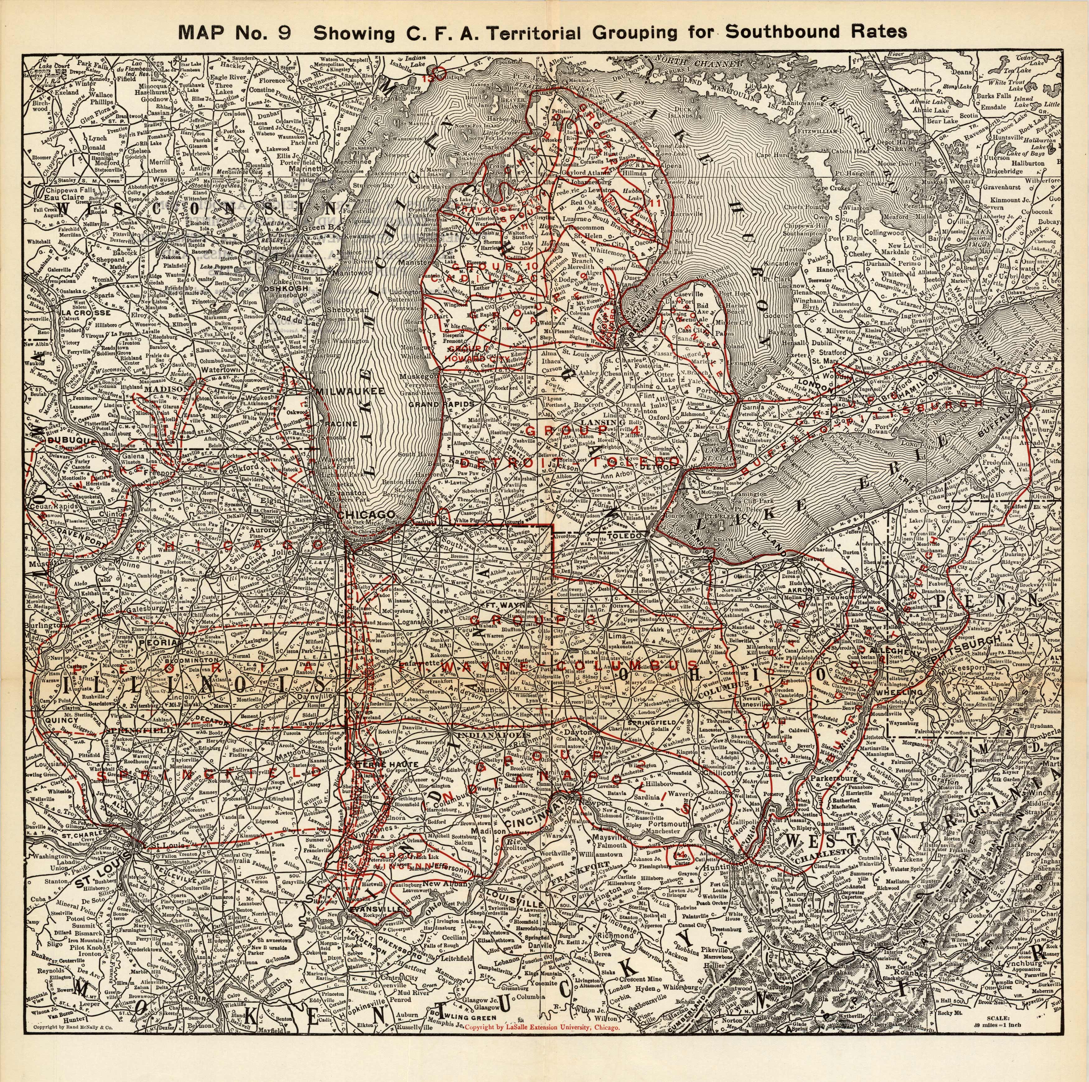Showing C.F.A. Territorial Grouping for Southbound Rates