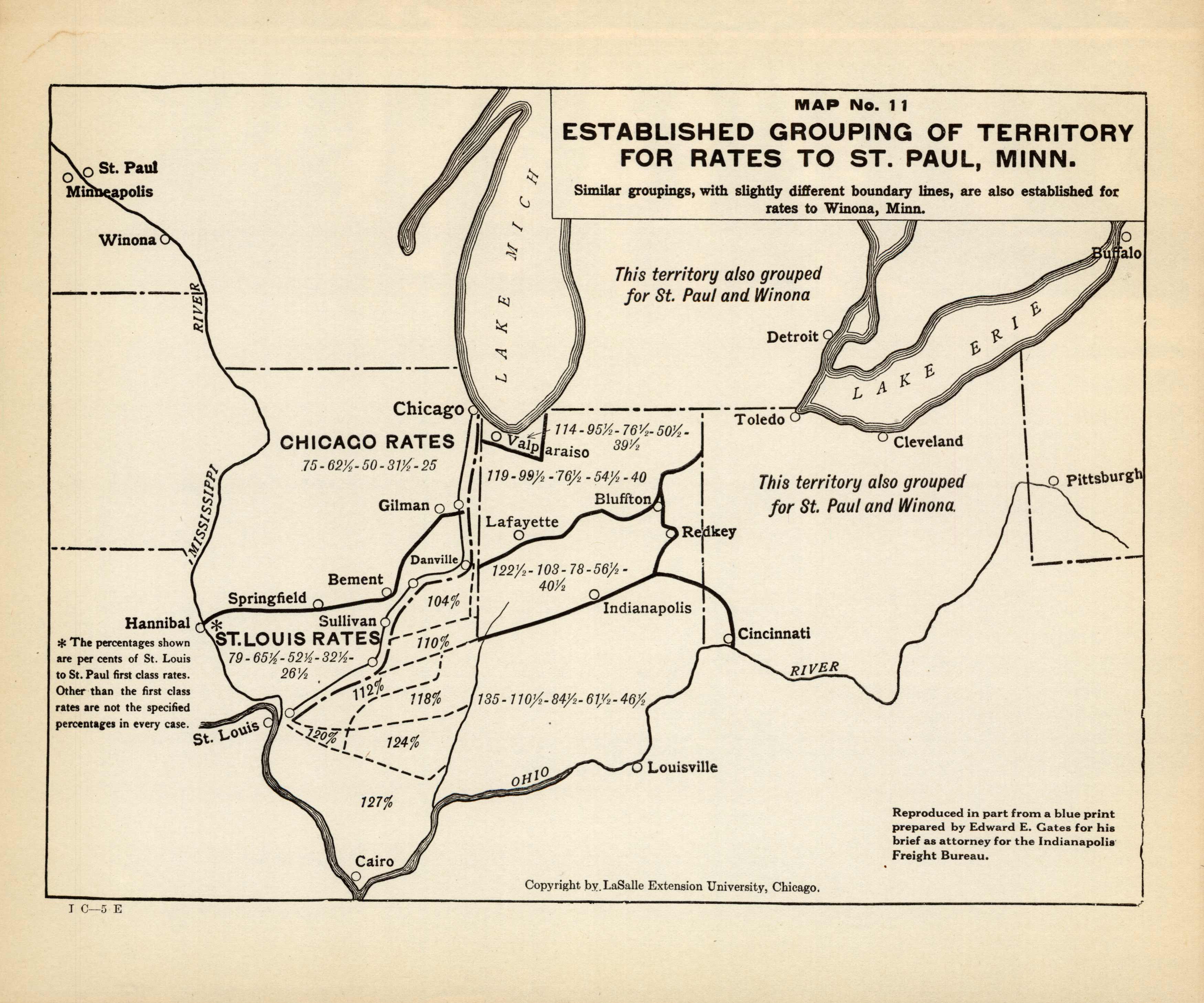 Established Grouping of Territory for Rates to St. Paul