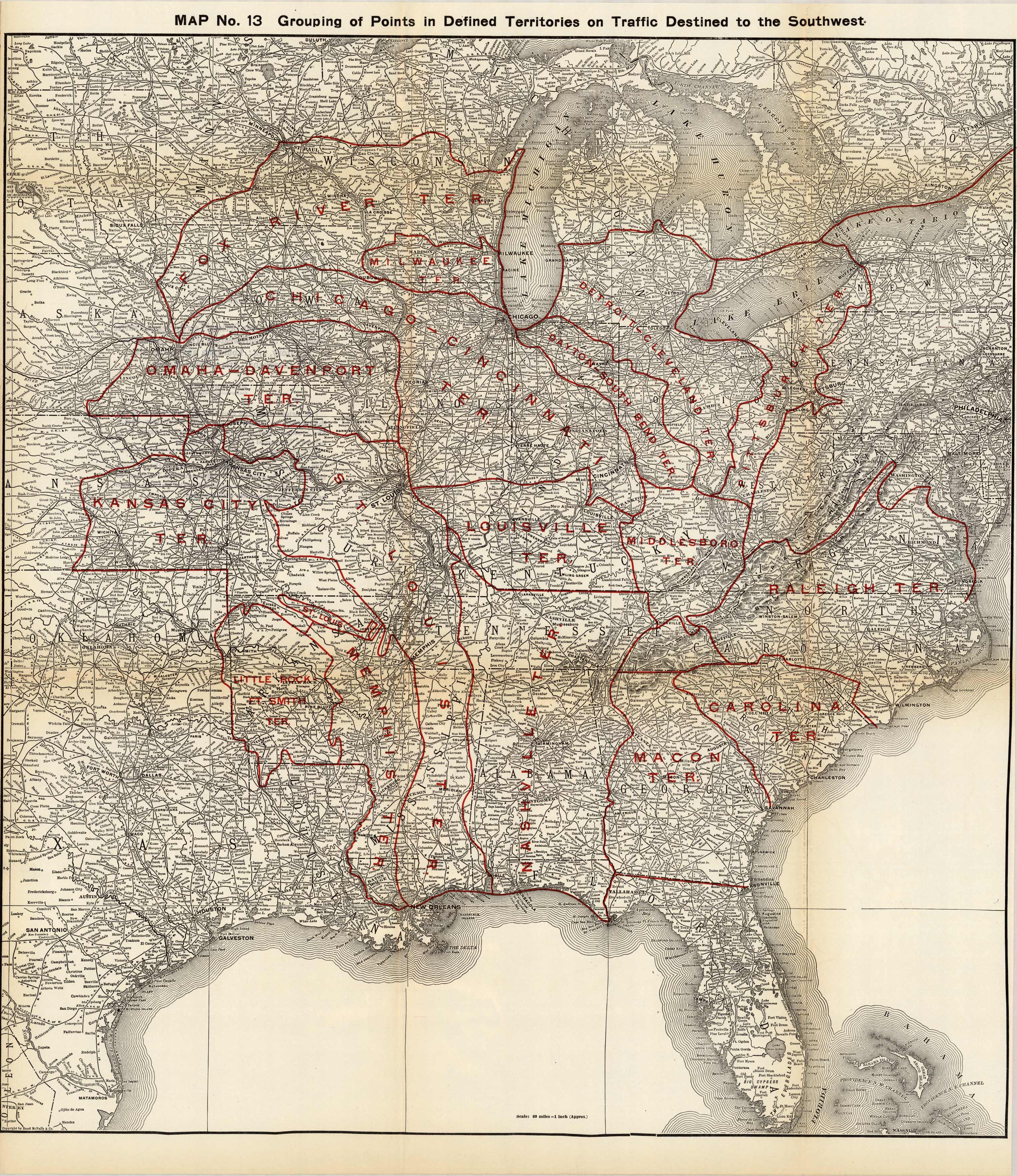 Grouping Points in Defined Territories on Traffic Destined to Southwestern Tariff Committee Territory: Louisiana and Texas