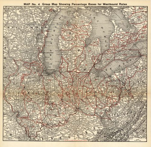 Group Map Showing Percentage Bases for Westbound Rates