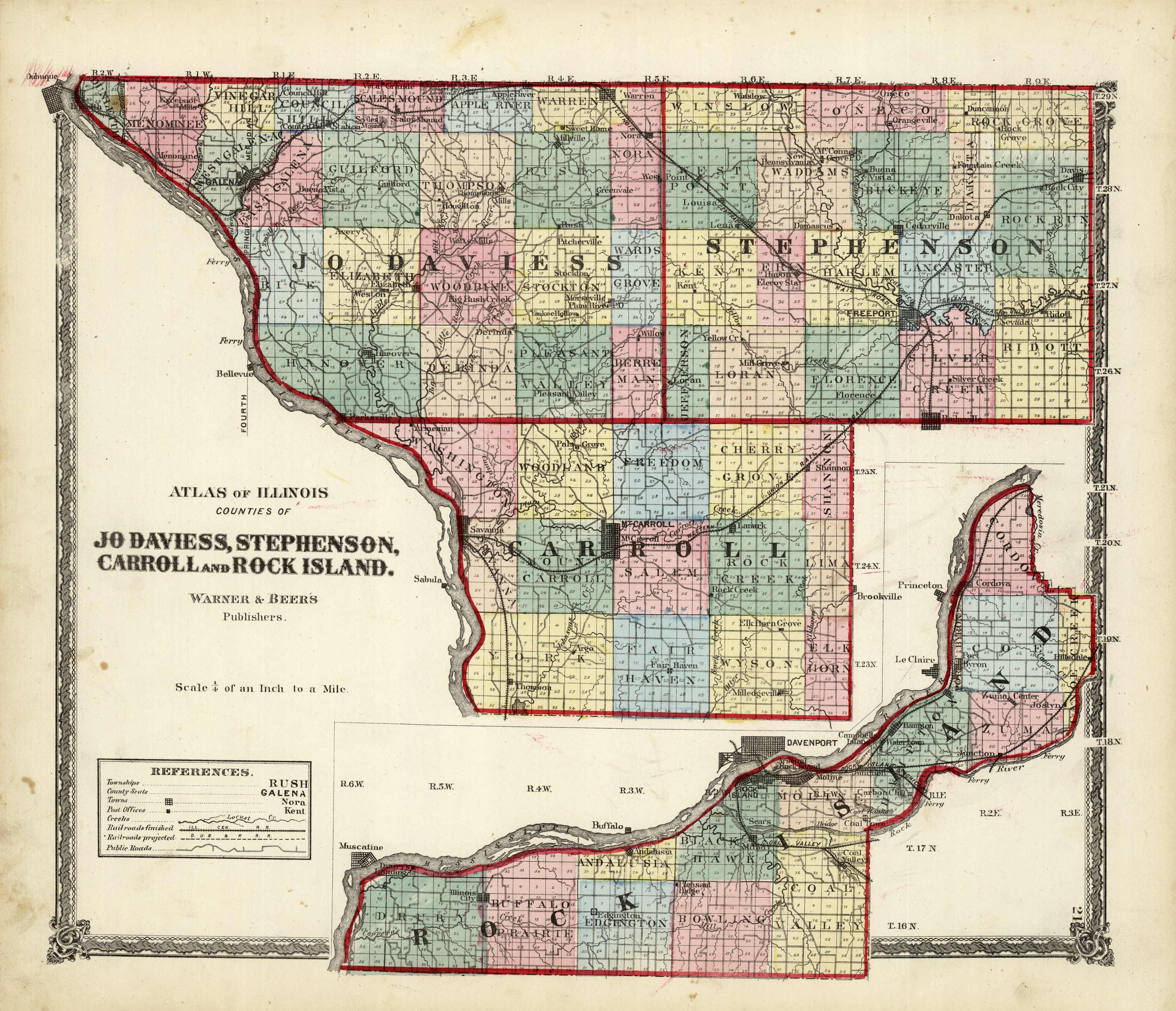 Counties Of Jo Daviess Stephenson Carroll And Rock Island Illinois 9338