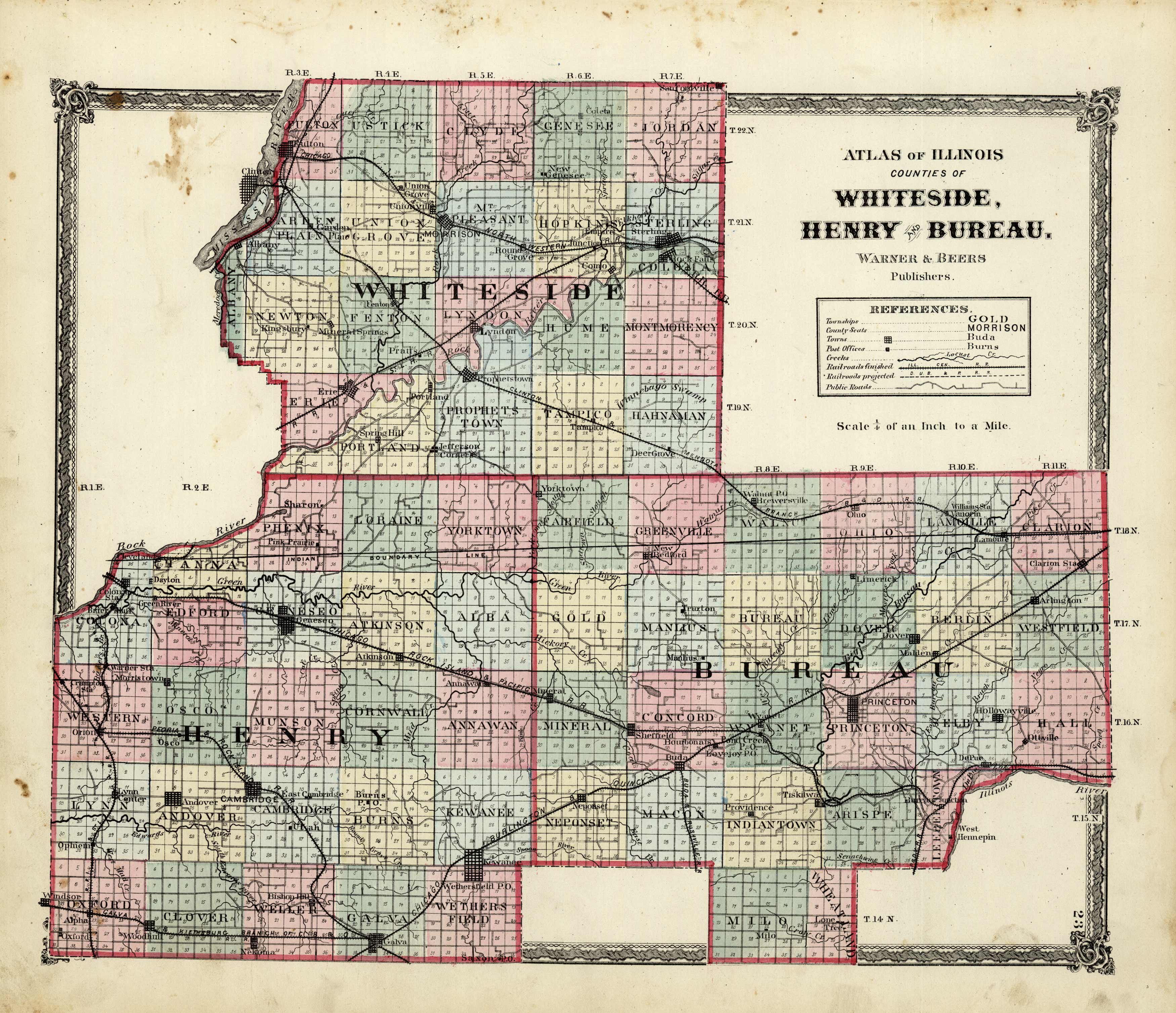 Counties of Whiteside, Henry, and Bureau, Illinois - Art Source ...