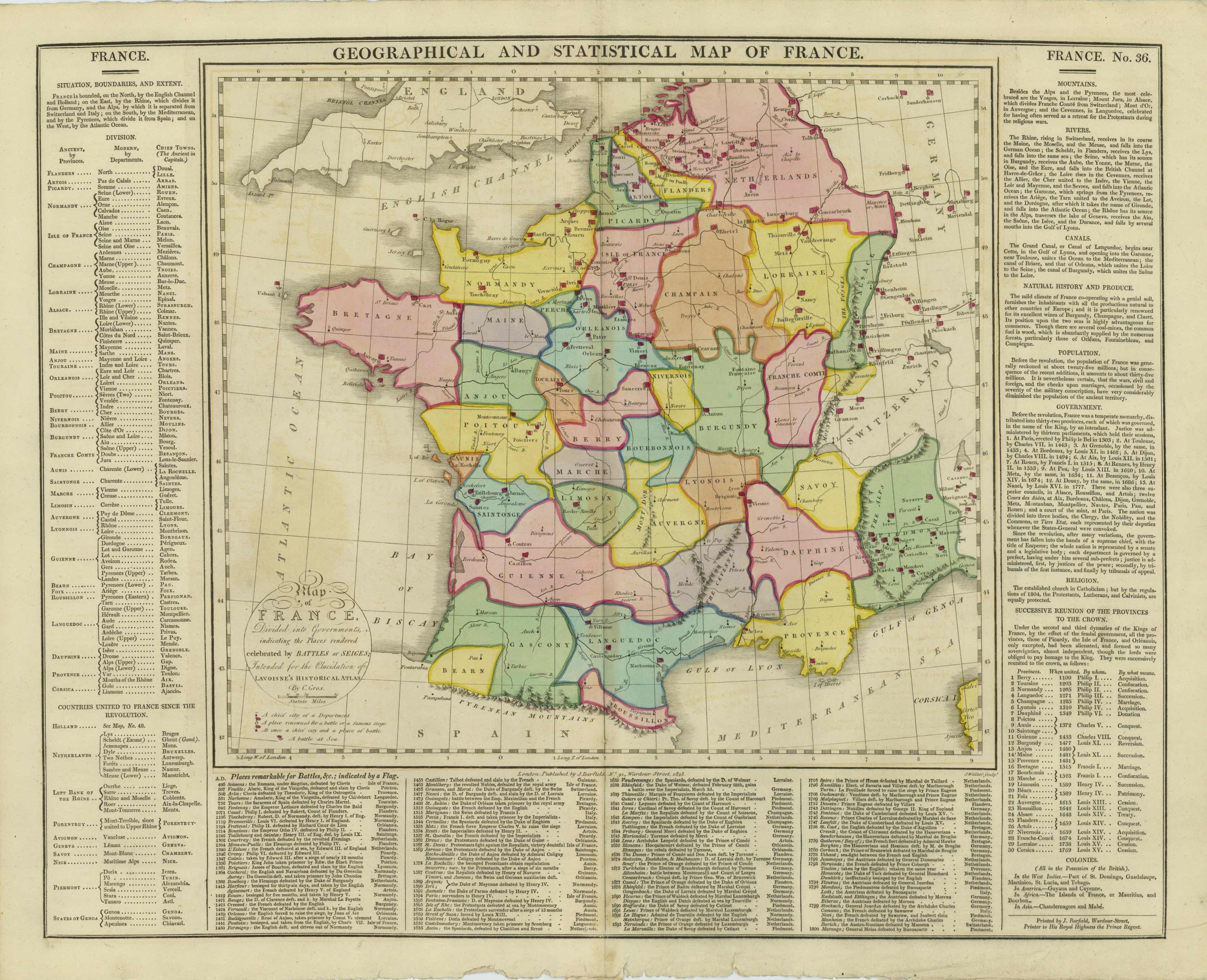 Geographical and Statistical Map of France