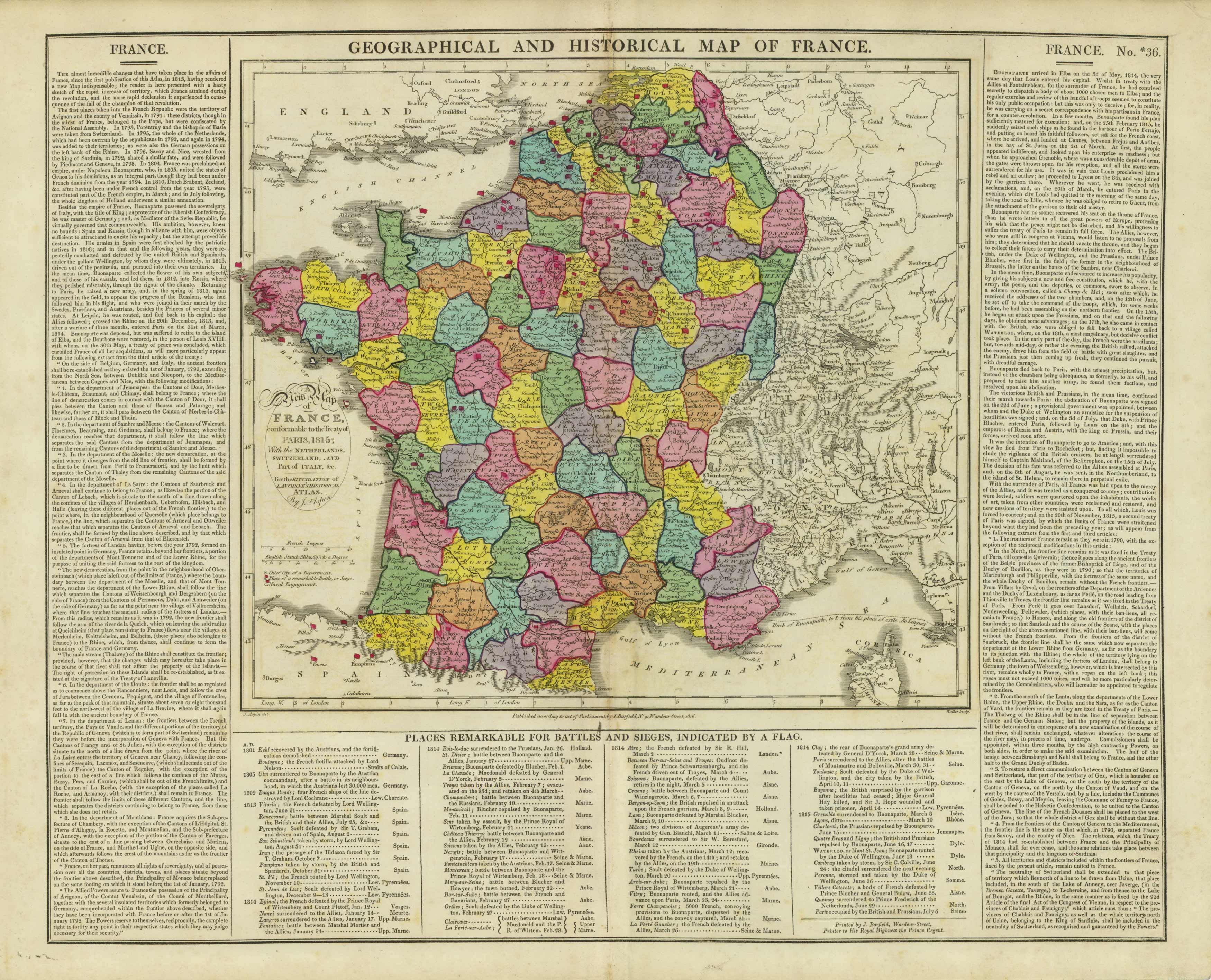 Geographical and Historical Map of France - Art Source International