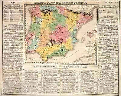 Geographical and Statistical Map of Spain and Portugal