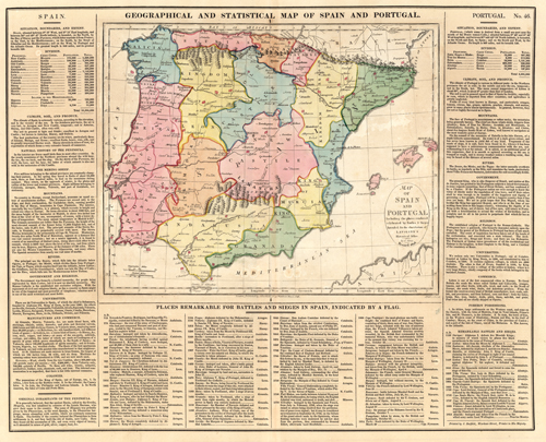 Geographical and Statistical Map of Spain and Portugal