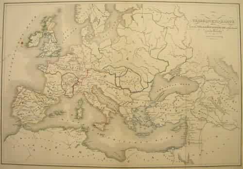 Uebersichts = Karte der nach der Volkerwanderung entstandenen neuen Reiche (after the peoples migration)'