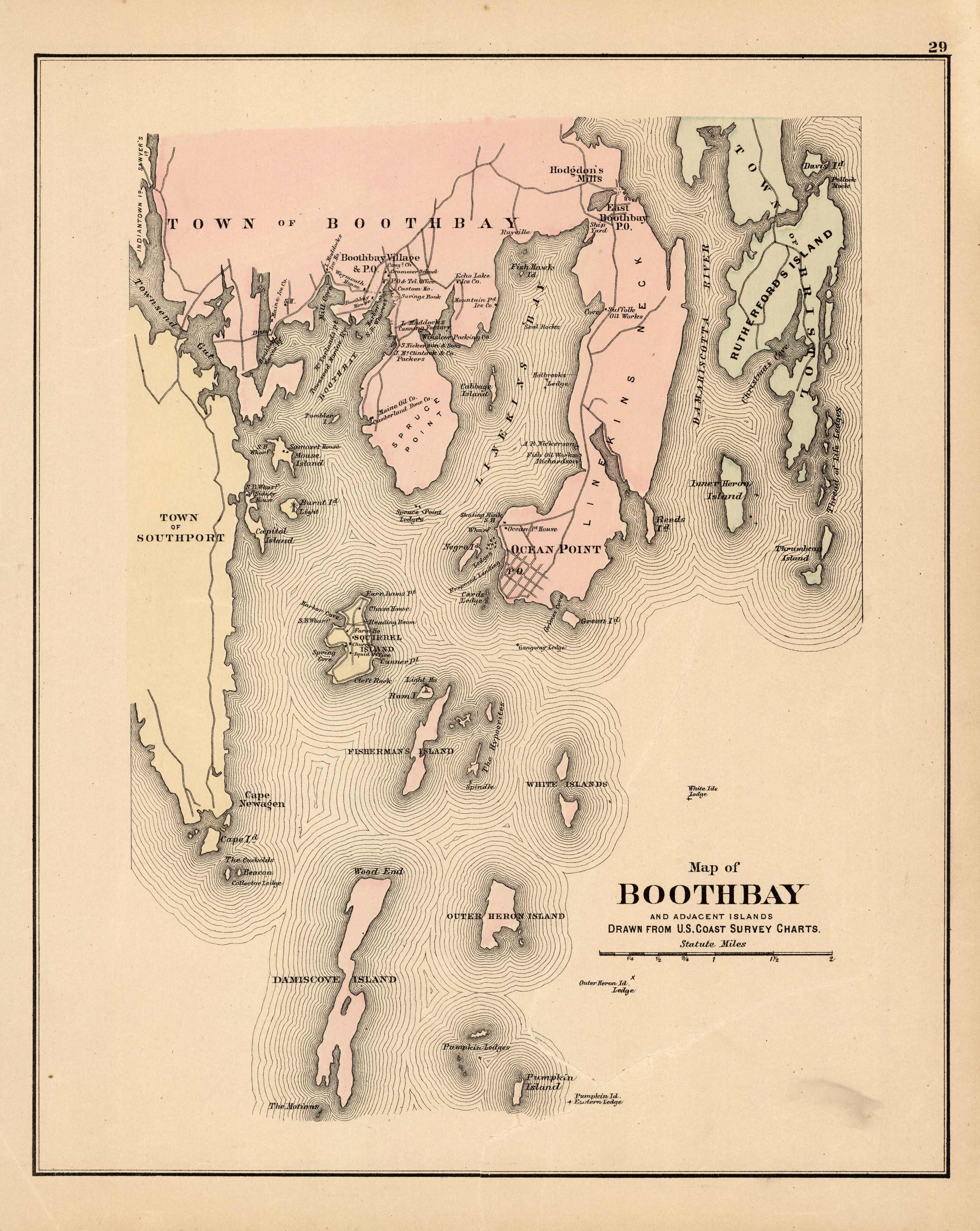 Map of Boothbay and Adjacent Islands Drawn from U.S. Coast Survey Charts Map of Boothbay and Adjacent Islands Drawn from U.S. Coast Survey Charts